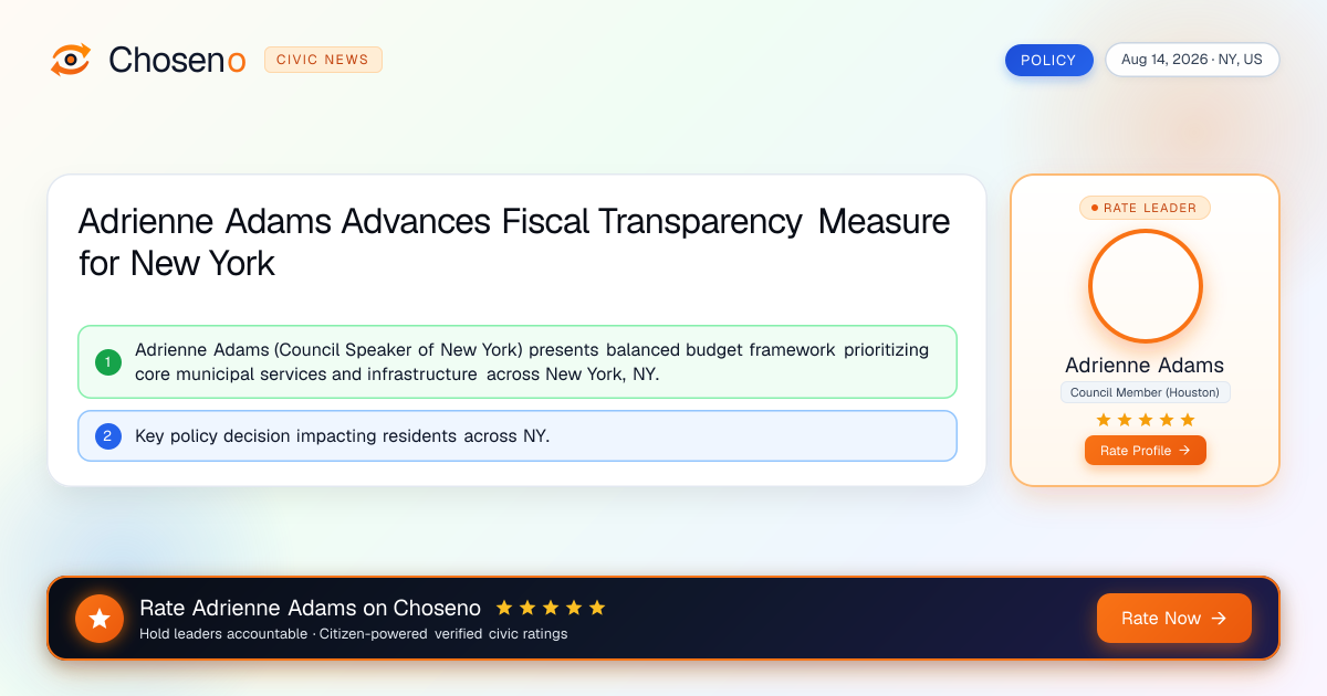 Adrienne Adams Advances Fiscal Transparency Measure for New York