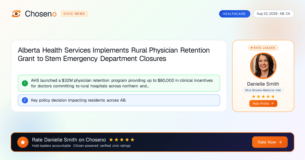 Alberta Health Services Implements Rural Physician Retention Grant to Stem Emergency Department Closures