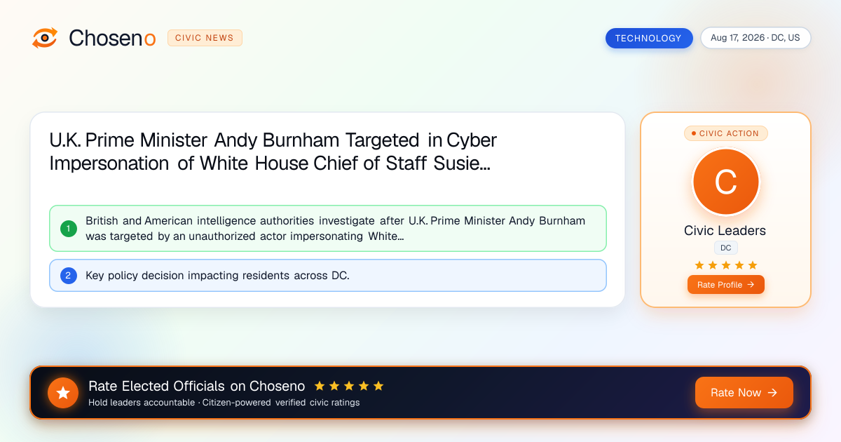 U.K. Prime Minister Andy Burnham Targeted in Cyber Impersonation of White House Chief of Staff Susie Wiles