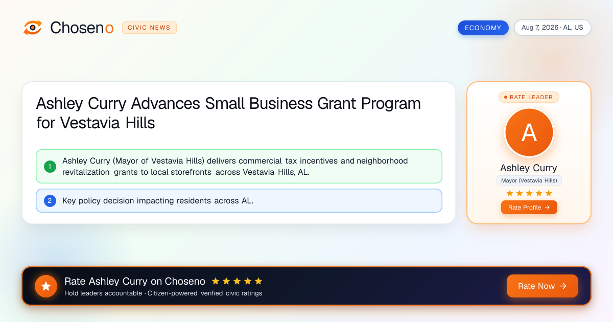 Ashley Curry Advances Small Business Grant Program for Vestavia Hills