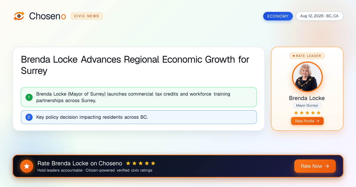 Brenda Locke Advances Regional Economic Growth for Surrey