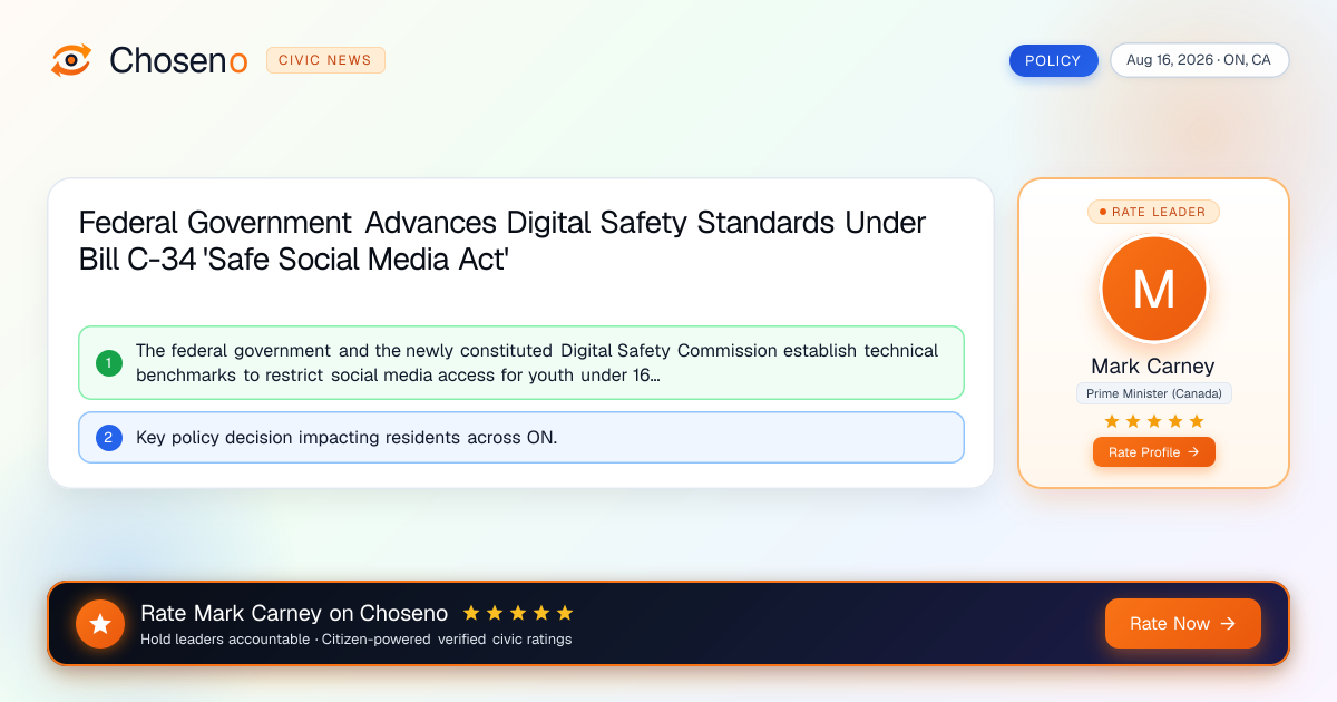 Federal Government Advances Digital Safety Standards Under Bill C-34 'Safe Social Media Act'