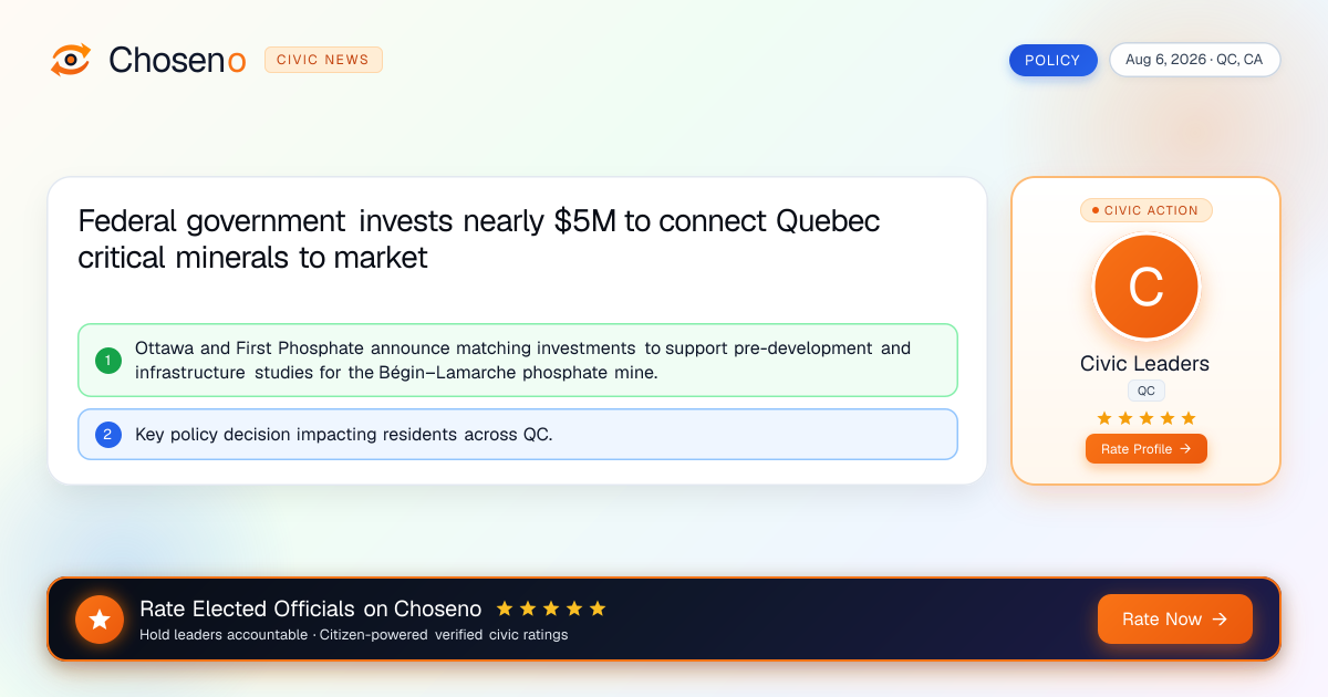 Federal government invests nearly $5M to connect Quebec critical minerals to market