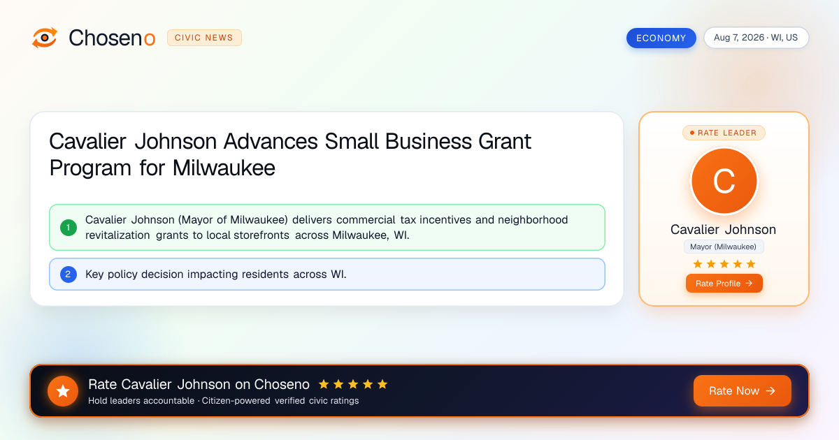 Cavalier Johnson Advances Small Business Grant Program for Milwaukee