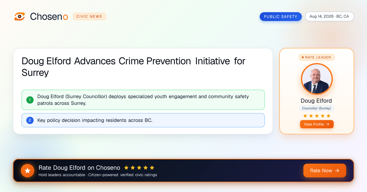 Doug Elford Advances Crime Prevention Initiative for Surrey