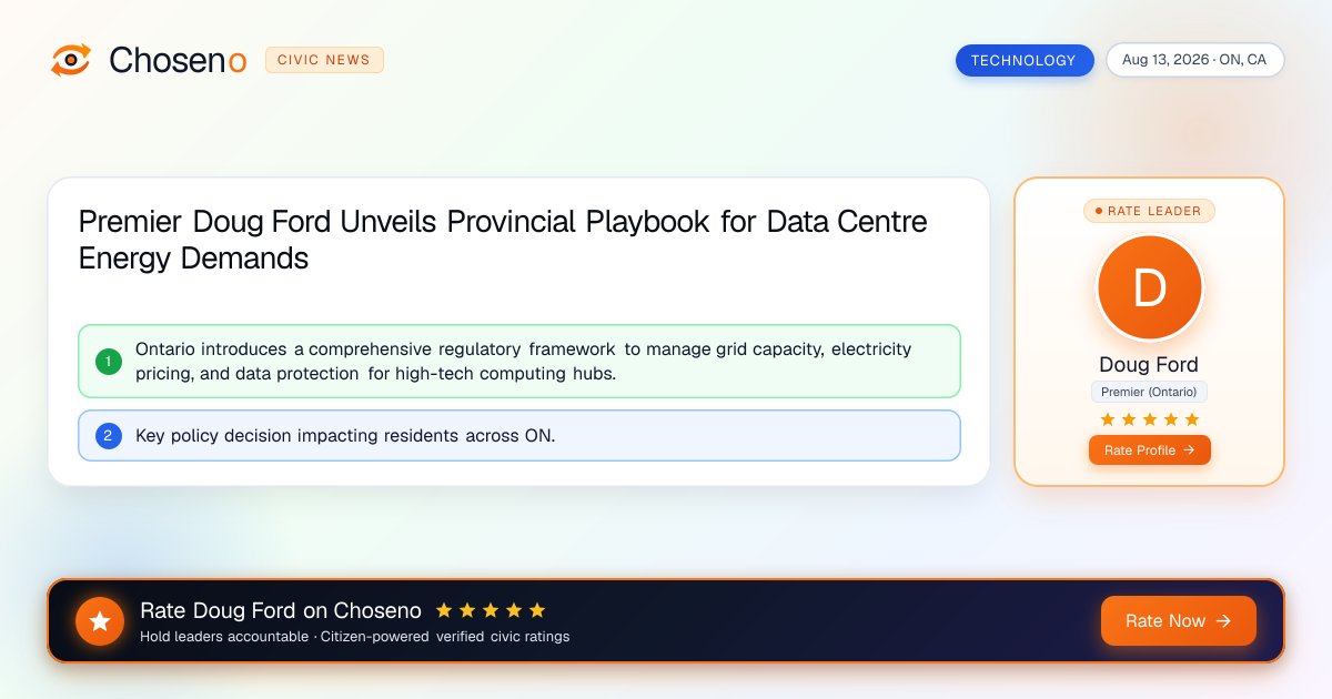 Premier Doug Ford Unveils Provincial Playbook for Data Centre Energy Demands