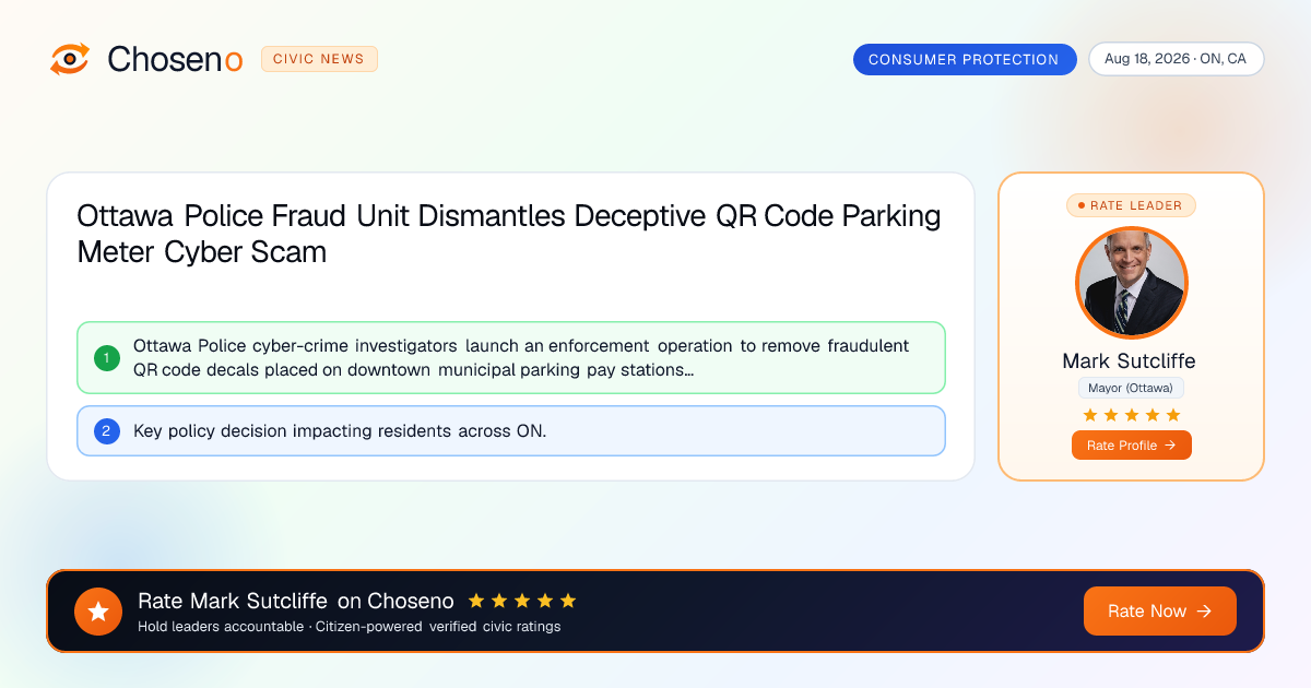 Ottawa Police Fraud Unit Dismantles Deceptive QR Code Parking Meter Cyber Scam