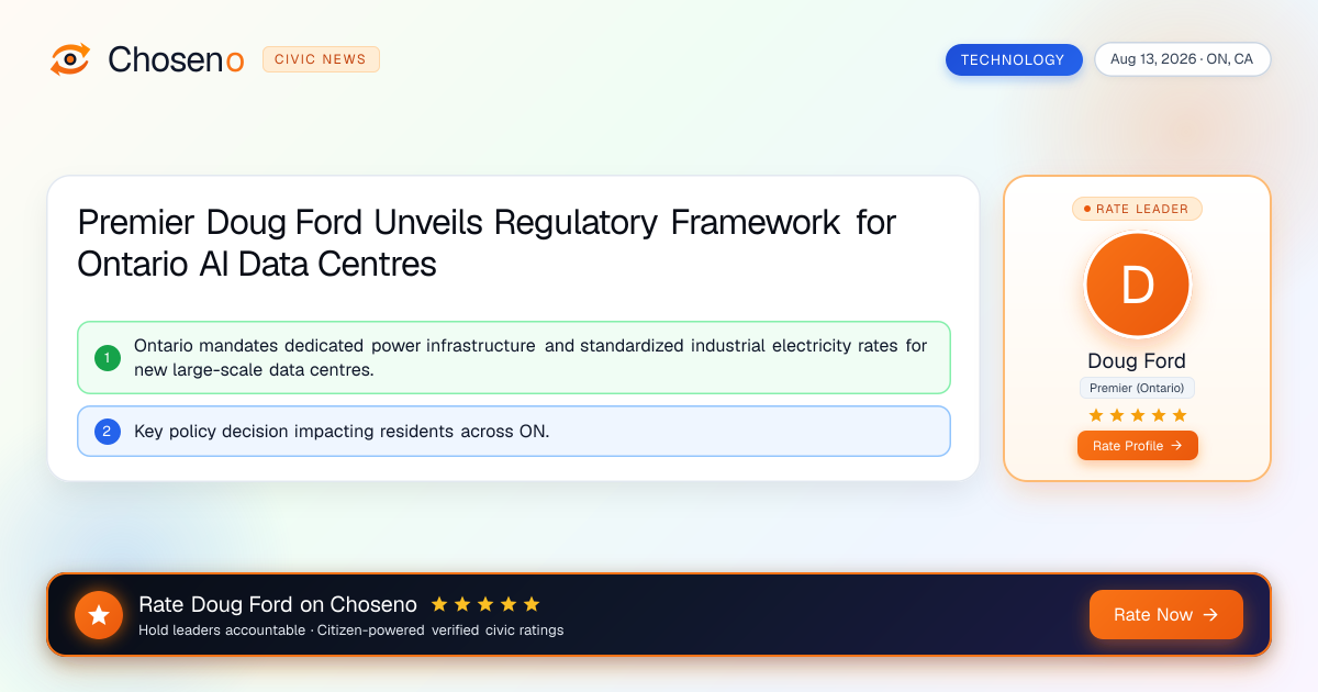 Premier Doug Ford Unveils Regulatory Framework for Ontario AI Data Centres