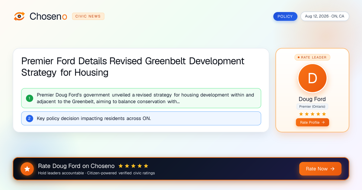 Premier Ford Details Revised Greenbelt Development Strategy for Housing