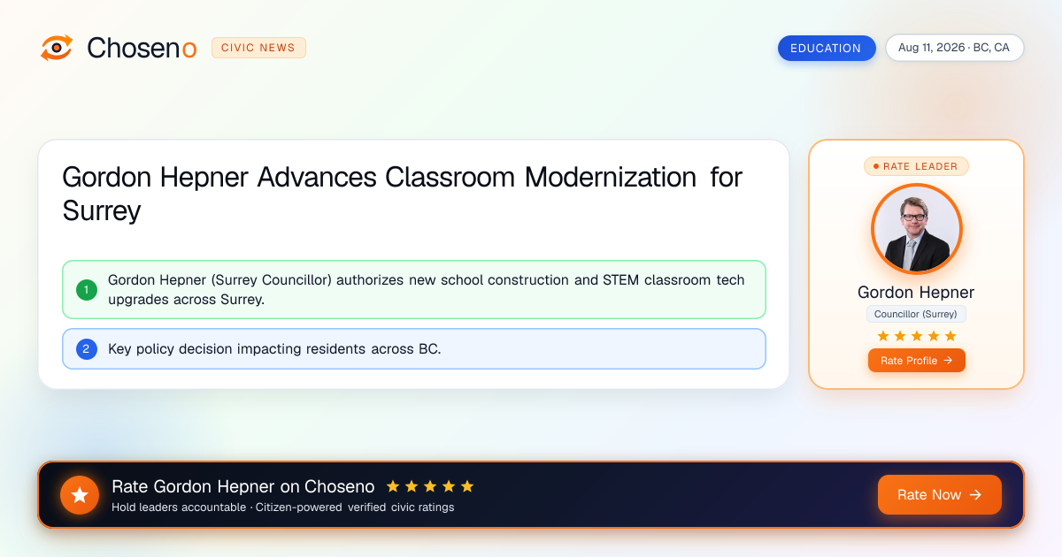 Gordon Hepner Advances Classroom Modernization for Surrey
