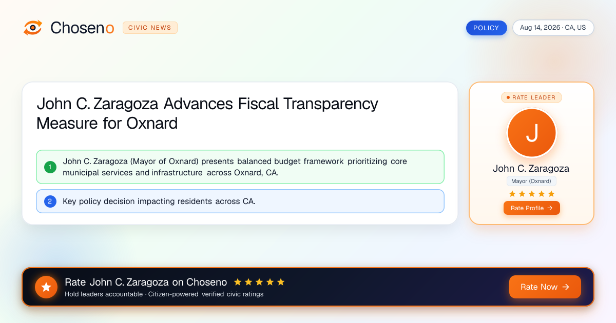 John C. Zaragoza Advances Fiscal Transparency Measure for Oxnard