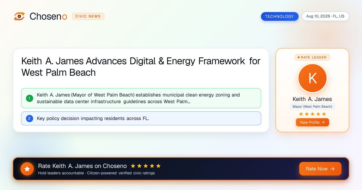 Keith A. James Advances Digital & Energy Framework for West Palm Beach