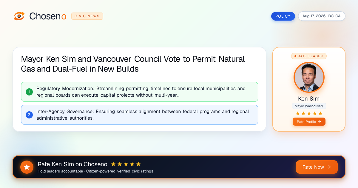 Mayor Ken Sim and Vancouver Council Vote to Permit Natural Gas and Dual-Fuel in New Builds