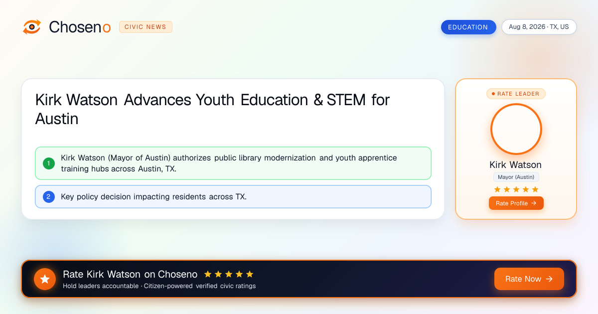 Kirk Watson Advances Youth Education & STEM for Austin