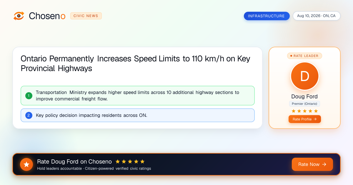 Ontario Permanently Increases Speed Limits to 110 km/h on Key Provincial Highways