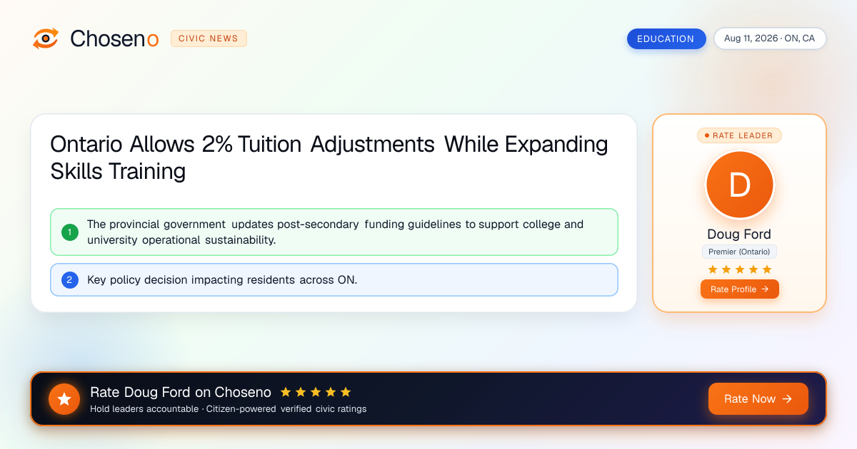 Ontario Allows 2% Tuition Adjustments While Expanding Skills Training