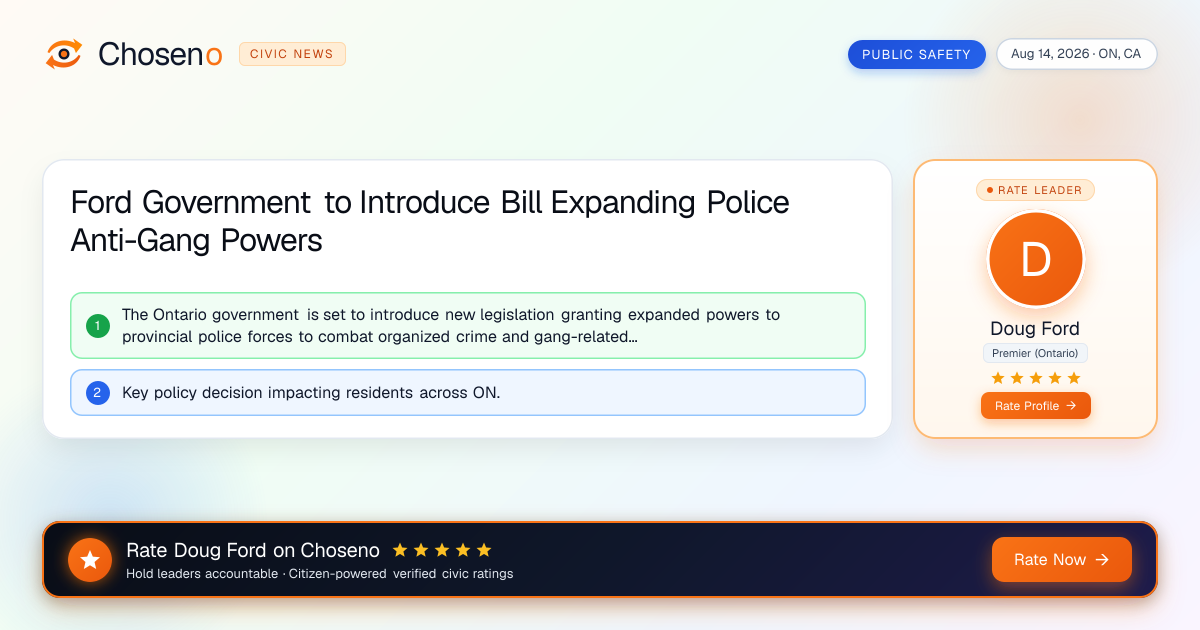 Ford Government to Introduce Bill Expanding Police Anti-Gang Powers