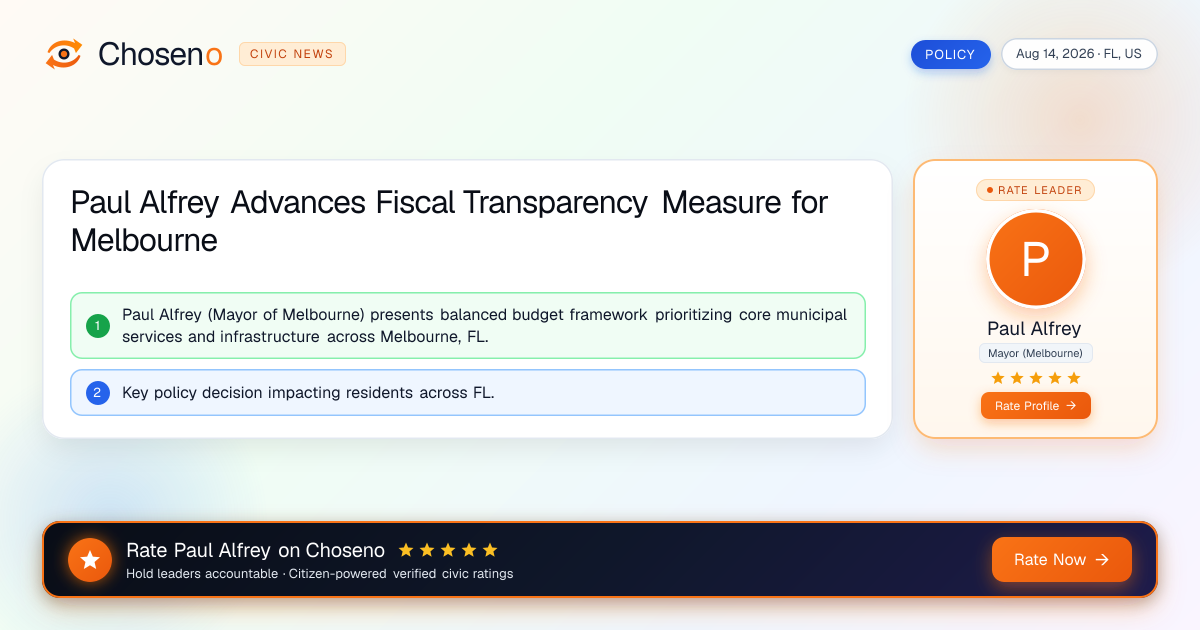 Paul Alfrey Advances Fiscal Transparency Measure for Melbourne