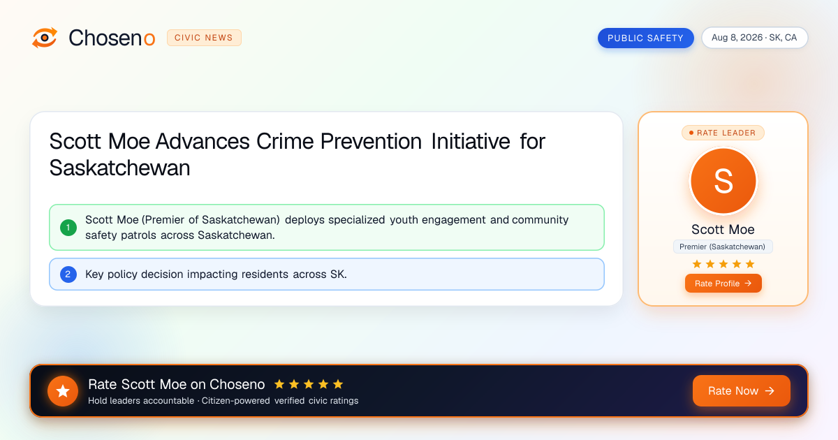 Scott Moe Advances Crime Prevention Initiative for Saskatchewan