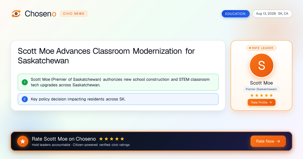 Scott Moe Advances Classroom Modernization for Saskatchewan