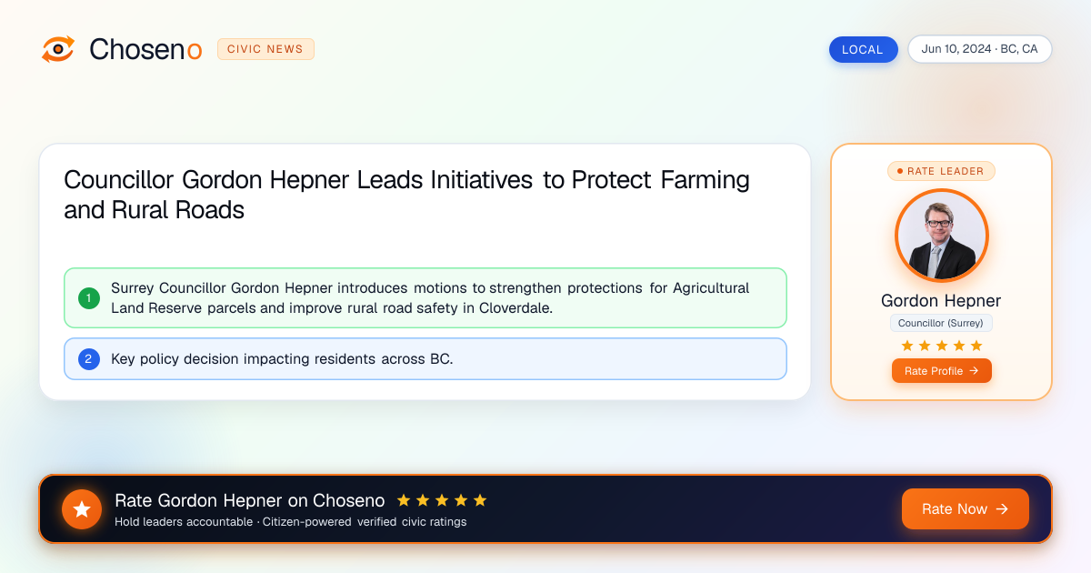 Councillor Gordon Hepner Leads Initiatives to Protect Farming and Rural Roads