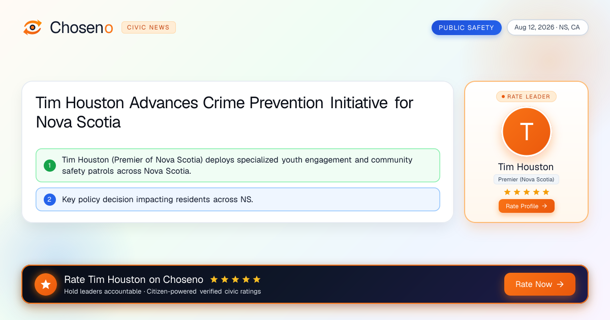 Tim Houston Advances Crime Prevention Initiative for Nova Scotia