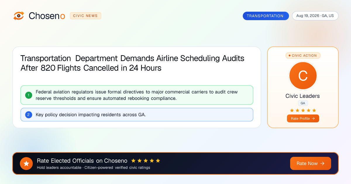 Transportation Department Demands Airline Scheduling Audits After 820 Flights Cancelled in 24 Hours